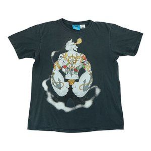 Popeye Ganster T-Shirt Mens‎ L Large Tattood "I Yam What I Yam"
